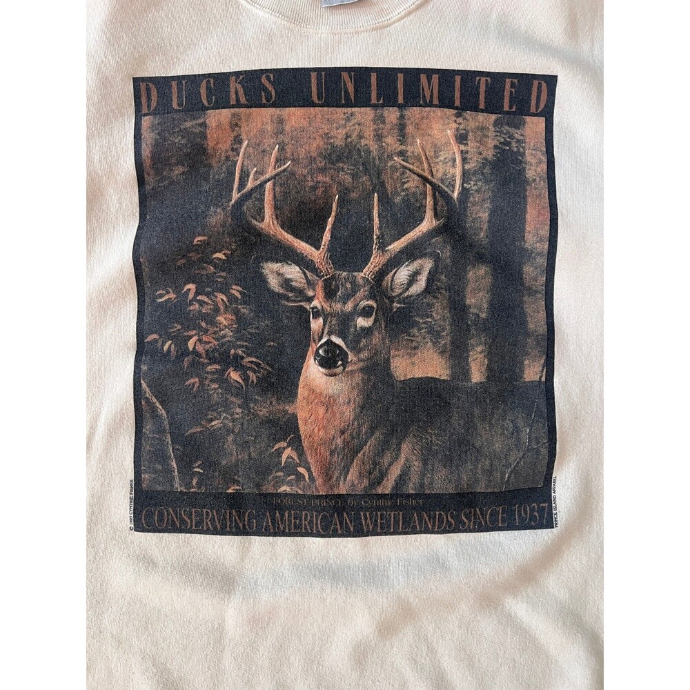 Vintage 90s Ducks Unlimited Conserving Wetlands Deer Crewneck Sweatshirt XL